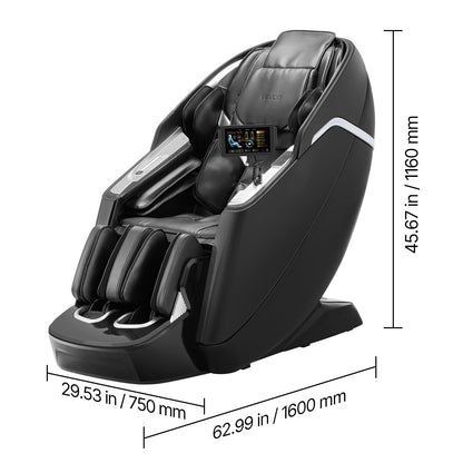 VEVOR Dual-Core 4D+3D Full Body Massage Chair, with Extended SL Track, Deep Yoga Stretch, Electric Extendable Footrest, TFT, AI Voice Control, Heat, Airbags, Armrest Controls, Wheels SS69