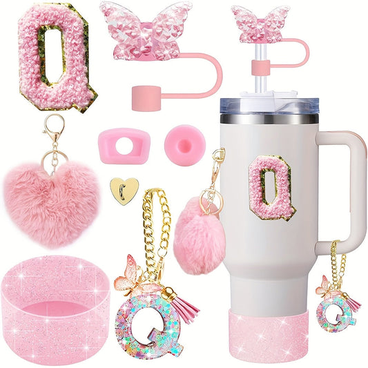 8pcs Cup Accessories for Cup 30oz 40oz Includes Butterfly Straw Cover Cap Silicone Boot Alphabet Handle Charm Initials Sticker 2pcs Spill Proof Stopper Heart Hook Love Plush Ball, Best for Christmas, Perfect for Thanksgiving SS69 15.69 Q
