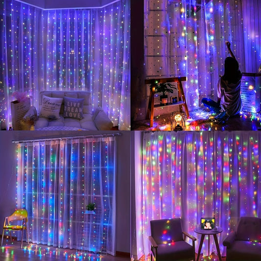 Loyyz 300/200/100LED Vintage Multi-Color Fairy Curtain Lights - USB Plug-in Indoor/Outdoor Hanging Decor for Christmas, Weddings, Parties, Bedroom - Durable Plastic String Lights for Festive Ambiance, Lights for Decoration, P SS69