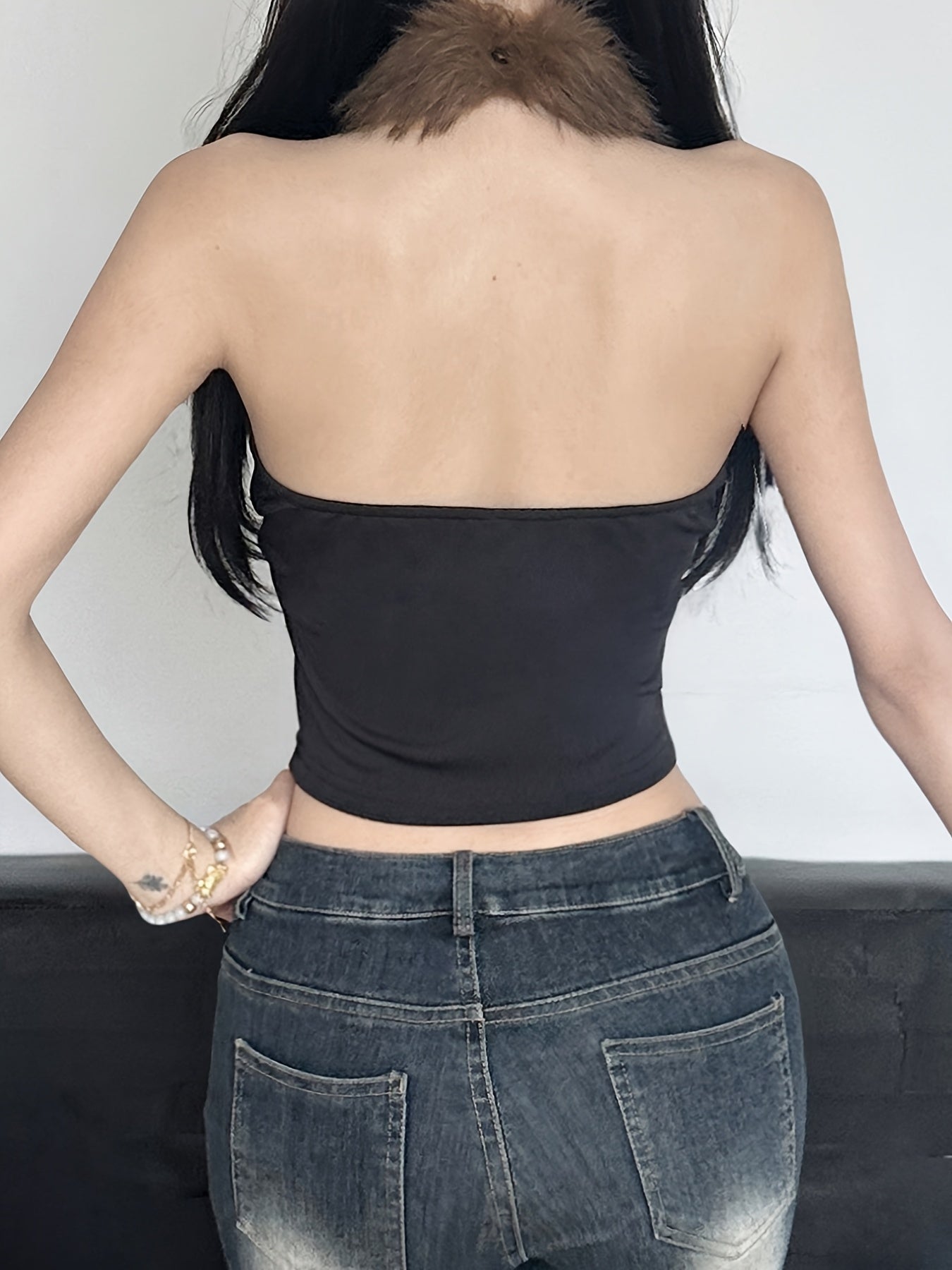 Retro Furry Patchwork Leopard Print Color-Blocked High-Neck Crop Top, Sleeveless And Sexy Backless, Inspired by Japanese And Korean Street Fashion. SS69