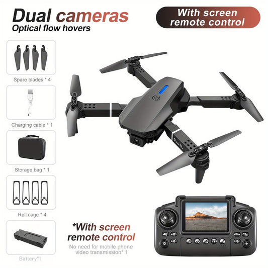 E88 Pro Version 2025 HD Dual Camera Drone with Screen Control - No Cellphone Required, One-Key Takeoff, Wi-Fi App Control, USB Charging, Durable & Reliable, Ideal for Beginners, Perfect Gift for Outdoor Camping and Vloggin SS69 78.69 Black