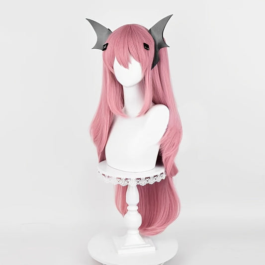 1pc Anime Inspired Lotus Pink Tiger Clip Wig, Double Ponytail, Long Straight Hair, Heat Resistant, Buckle Net Cap, Cosplay Festive Dress Up Wig for Party Gatherings and Everyday Use SS69
