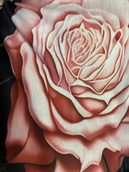 Dark Pink Women's Gothic Skull & Rose Print T-Shirt - Off-Shoulder, Loose Fit, Short Sleeve, Black Spider Web & Lace Detailing, Casual Summer Top, Relaxed Fit Tee | Unique Print Top | Digital Print Fabric, Goth T Shirt SS69