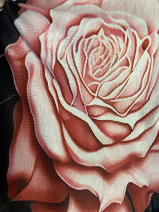 Dark Pink Women's Gothic Skull & Rose Print T-Shirt - Off-Shoulder, Loose Fit, Short Sleeve, Black Spider Web & Lace Detailing, Casual Summer Top, Relaxed Fit Tee | Unique Print Top | Digital Print Fabric, Goth T Shirt SS69