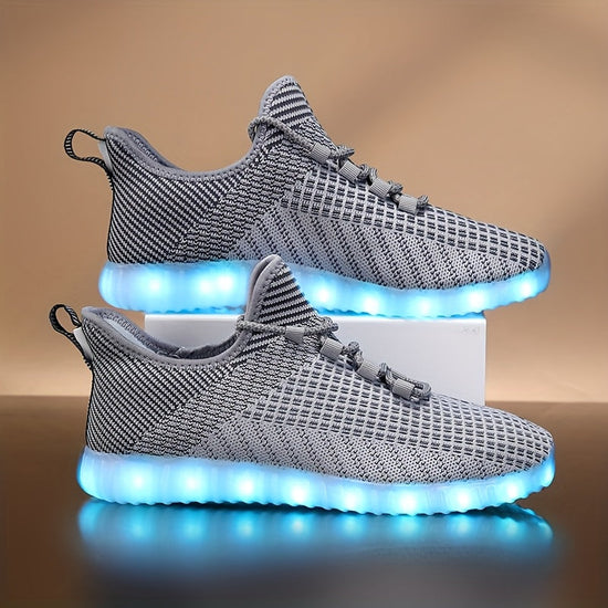 LED Light-Up Casual Sneakers - USB Rechargeable, Colorful Glowing Shoes for Men and Women, Breathable, Lightweight, Durable, All-Season Running Shoes, Casual Footwear | Vibrant Casual Shoes | Lightweight Footwear SS69 41.69 Grey / US 13.5