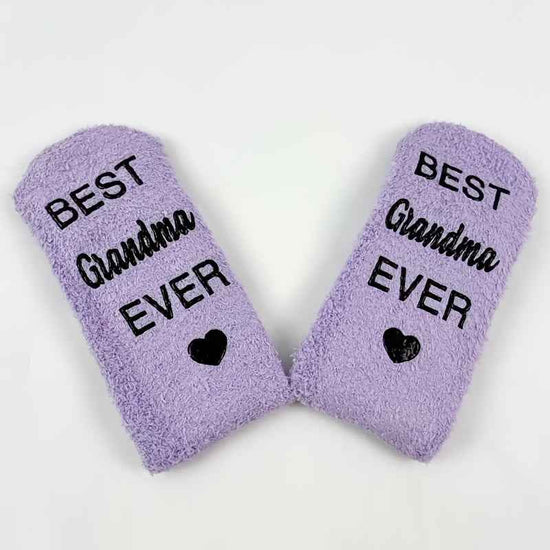1 Pair Purple Mid-Calf Winter Warm Anti-Slip Knitted Socks with 