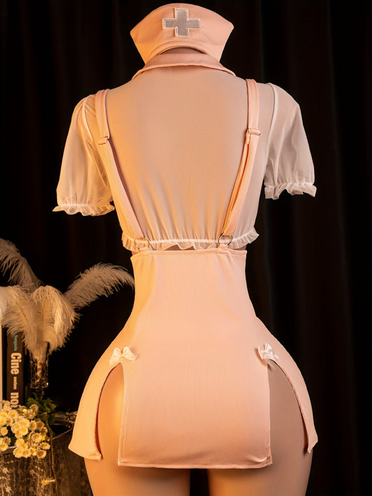 Sexy Nurse Costume, Role Play, Sexy Lingerie Set: Top + Strappy Skirt + + Hairband SS69