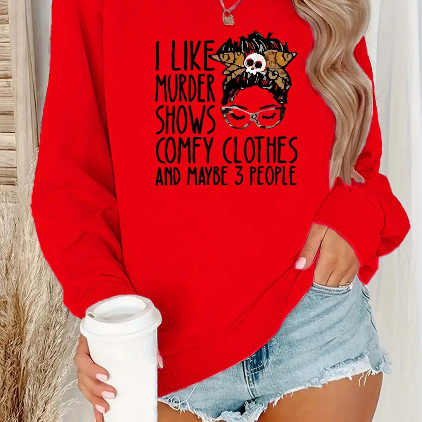 Women's Funny Murder Show Graphic Sweatshirt - Crime Drama TV Fan Apparel - Soft Polyester Pullover Sweater - Long Sleeve Round Neck Casual Sweater for Fall/Winter - Funny TV Show Outfit Gift for s & Women - Machine Washable SS69 20.69 Red / XXL
