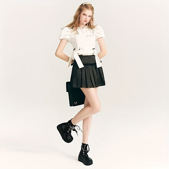 [Goth Rave High Heel Boots] Goth Rave High Heel Round Toe Zipper Wedges Mid Calf Booties - Platform Ankle Boots For Women - Kawaii Shoes SS69