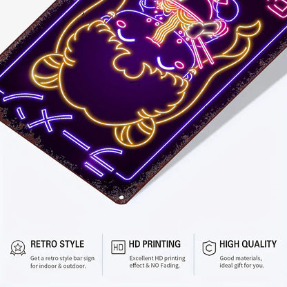 1pc Retro Japanese Ramen Girl Neon Sign - Contemporary Metal Wall Art, Multipurpose Decor for Bar, Cafe, Beach House & Backyard, No Electricity Needed, Easy Mounting, Anime Room Decor SS69