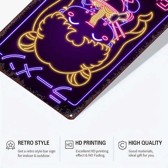 1pc Retro Japanese Ramen Girl Neon Sign - Contemporary Metal Wall Art, Multipurpose Decor for Bar, Cafe, Beach House & Backyard, No Electricity Needed, Easy Mounting, Anime Room Decor SS69