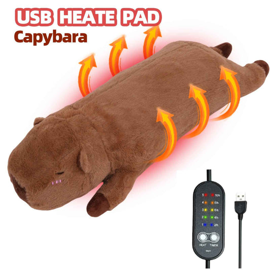USB Electric Heating Pad, 5V 2A Soft and Comfortable Capybara Plush Heating Pillow, Animal-Shaped Electric Heating Blanket Mat, Suitable for Women and Wife Christmas Valentine'S Day Gift
