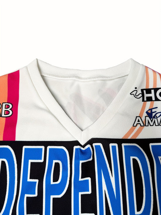 Slayr Collection Women'S Elegant Polyester Spandex V-Neck Sweatshirt with Bold Alphabets Print, Long Sleeve Casual Sport Pullover with High Stretch, Regular Length - For Women - Perfect for Casual Wear & Sports - Stylish Gift SS69