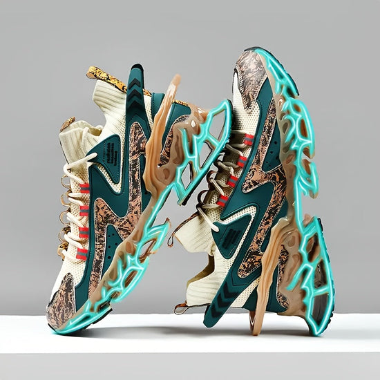 Men's Breathable Running Footwear with Ankle Support, Non-Slip Sturdy Design, Fashionable Athletic Sneakers in Green & Brown, Comfortable for Outdoor Activities, Cushioned for Enhanced Performance SS69 39.69 Brown / US 12