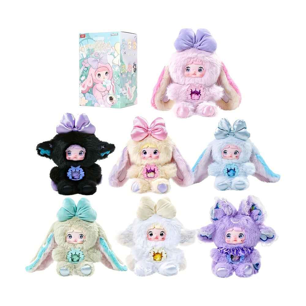 1pc Nommi Figures - Kawaii Anime-style Plush Doll with Expressive Eyes & Fluffy Ears, Soft Vinyl Collectible Figure in Black/Purple/Blue/Pink/Gray/White/Red/Yellow - Cute Birthday Party Favors, Holiday Gifts, Display Decor fo