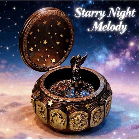Retro Constellation Music Box with Sankyo 18-Note Wind Up, Rotating Goddess LED Lights Twinkling, Music Jewelry Box, Birthday Gift, Christmas Anniversary Gift