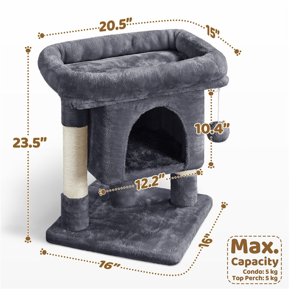 Costoffs Cat Tree 54in/70in/62in/80in/23.5in Cat Tower Condo with 2 Condos & 2 Dangling Balls & 3 Scratching Posts Large Cat House for for Kittens & Cats, Dark Gray/Light Gray/Beige/Black/Pink/Brown/Navy Blue/Green, Brown/W SS69
