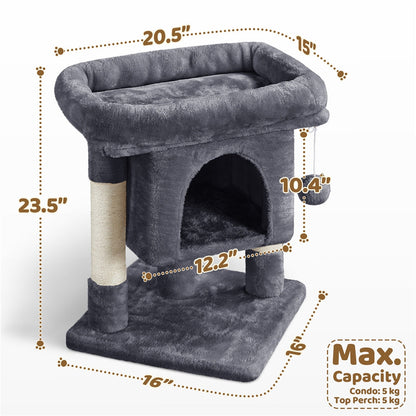 Costoffs Cat Tree 54in/70in/62in/80in/23.5in Cat Tower Condo with 2 Condos & 2 Dangling Balls & 3 Scratching Posts Large Cat House for for Kittens & Cats, Dark Gray/Light Gray/Beige/Black/Pink/Brown/Navy Blue/Green, Brown/W SS69