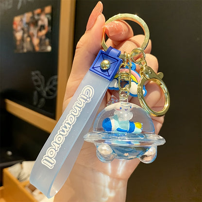 Genuine Sanrio Hello Kitty Resin Anime Doll Moon Keychain - Keychain & Keychain for Car Keys, Gifts for Bag Decorations, Daily Use, Collectibles, Fashion Accessories [] SS69 9.69 Floating Universe Big Eared Dog - Spaceship