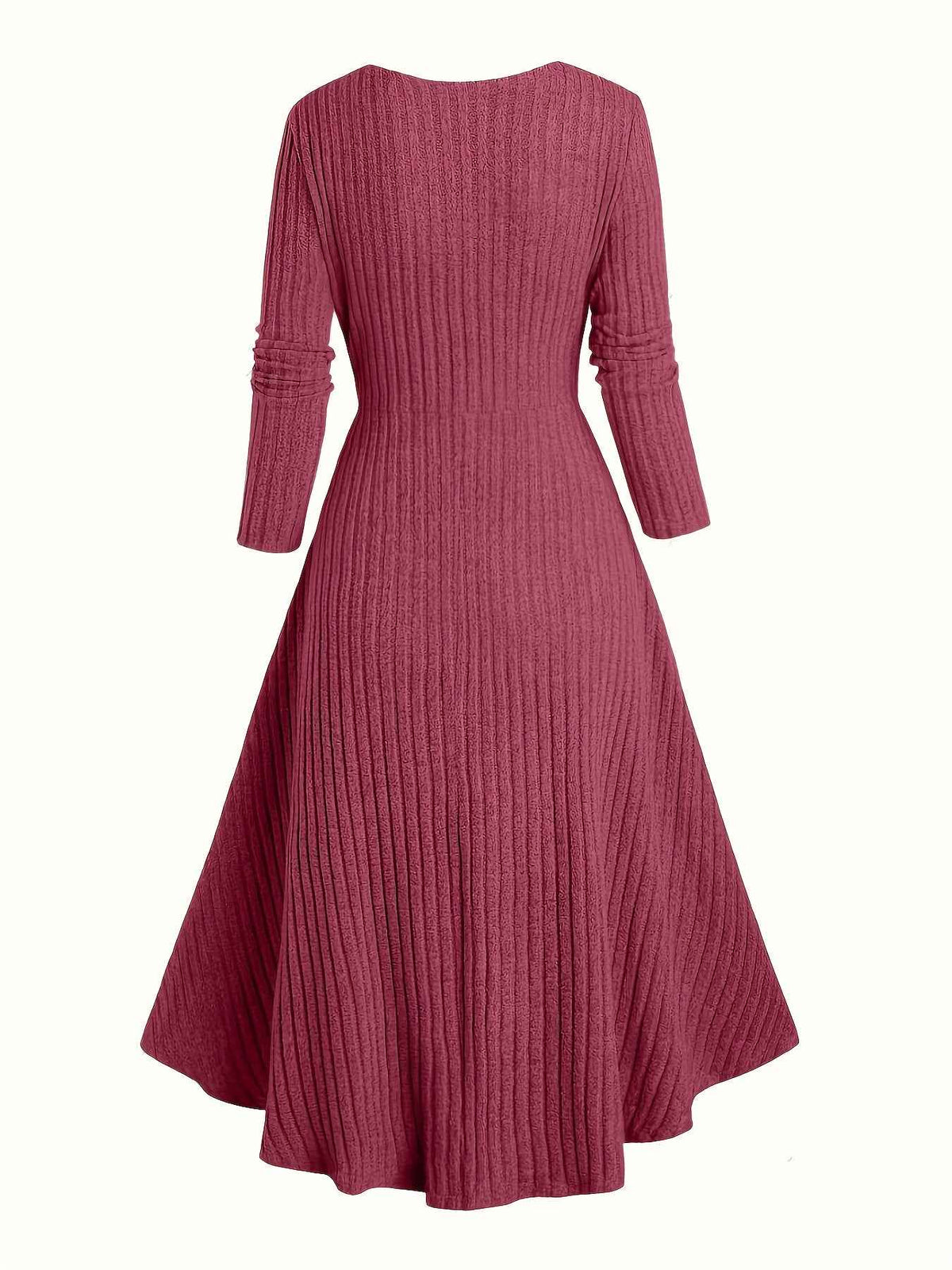 Ribbed Dress , Long-Sleeve , for Autumn And Winter , Commutes
