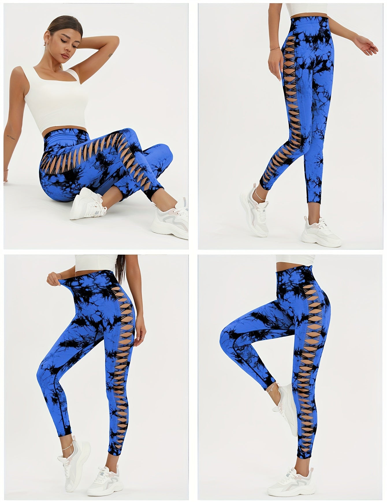 Seamless Lady Tie-Dye Yoga Pants, Side Hollow Butt Lift Workout Fitness Tights, Jogging Sports Leggings, Gym Clothing - SS69