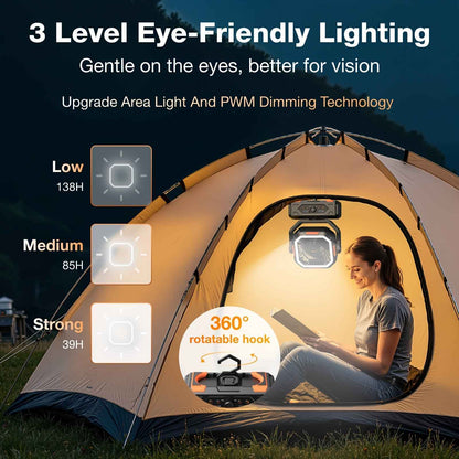 New Style 20000mAh Rechargeable Camping Fan, Portable Battery Powered Fan with LED Lights, Remote & Oscillating - 4 Speed for Tent, Travel, Bedroom, Car, Outdoor Camping Essentials, Convenient And Durable