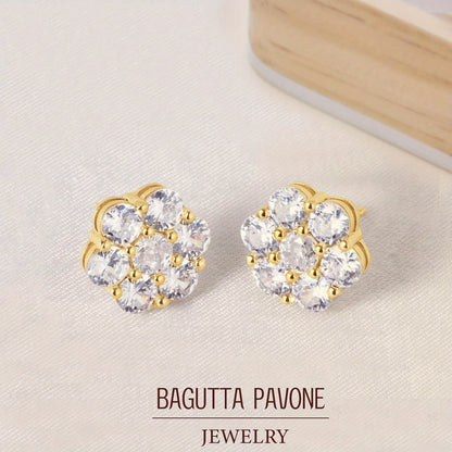 Moissanite Earrings, 4.2 Carat D Color VVS1 Flower Cut Diamond Moissanite Earrings, 925 Sterling Silvery Earrings, 18K White Gold Plated Fine Jewelry Earrings SS69