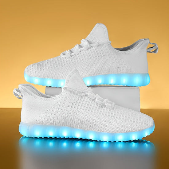 LED Light-Up Casual Sneakers - USB Rechargeable, Colorful Glowing Shoes for Men and Women, Breathable, Lightweight, Durable, All-Season Running Shoes, Casual Footwear | Vibrant Casual Shoes | Lightweight Footwear SS69 46.69 White / US 13.5