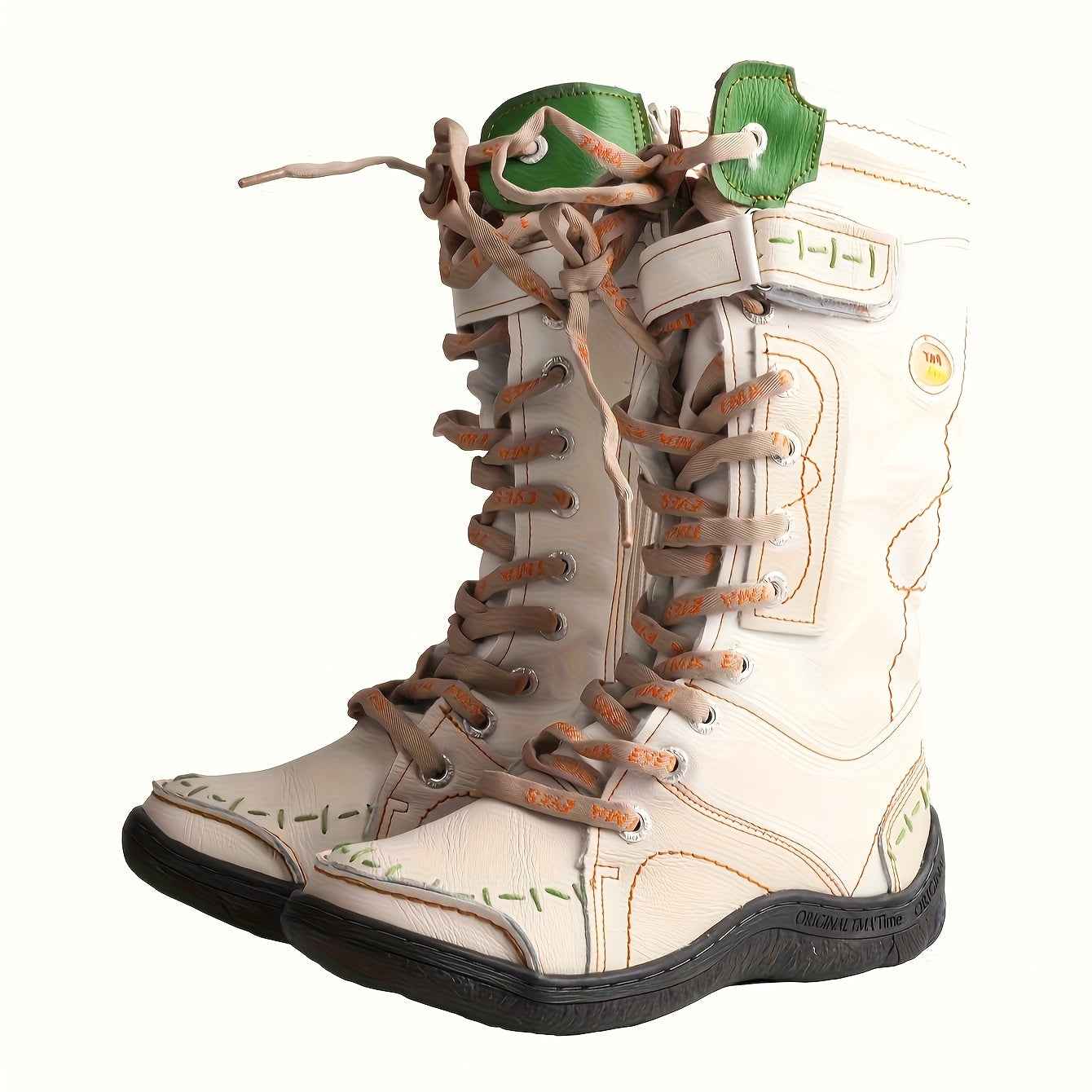 TMA EYES Women'S Winter Snow Boots, Vintage Casual Fashion with Hand-Stitched Detail, Lace-Up & Side Zipper, Warm Fleece-Lined, Thickened Outdoor Boots, Plain Toe, Split Cow Leather & Microfiber Upper, Pig Split Leather Inner