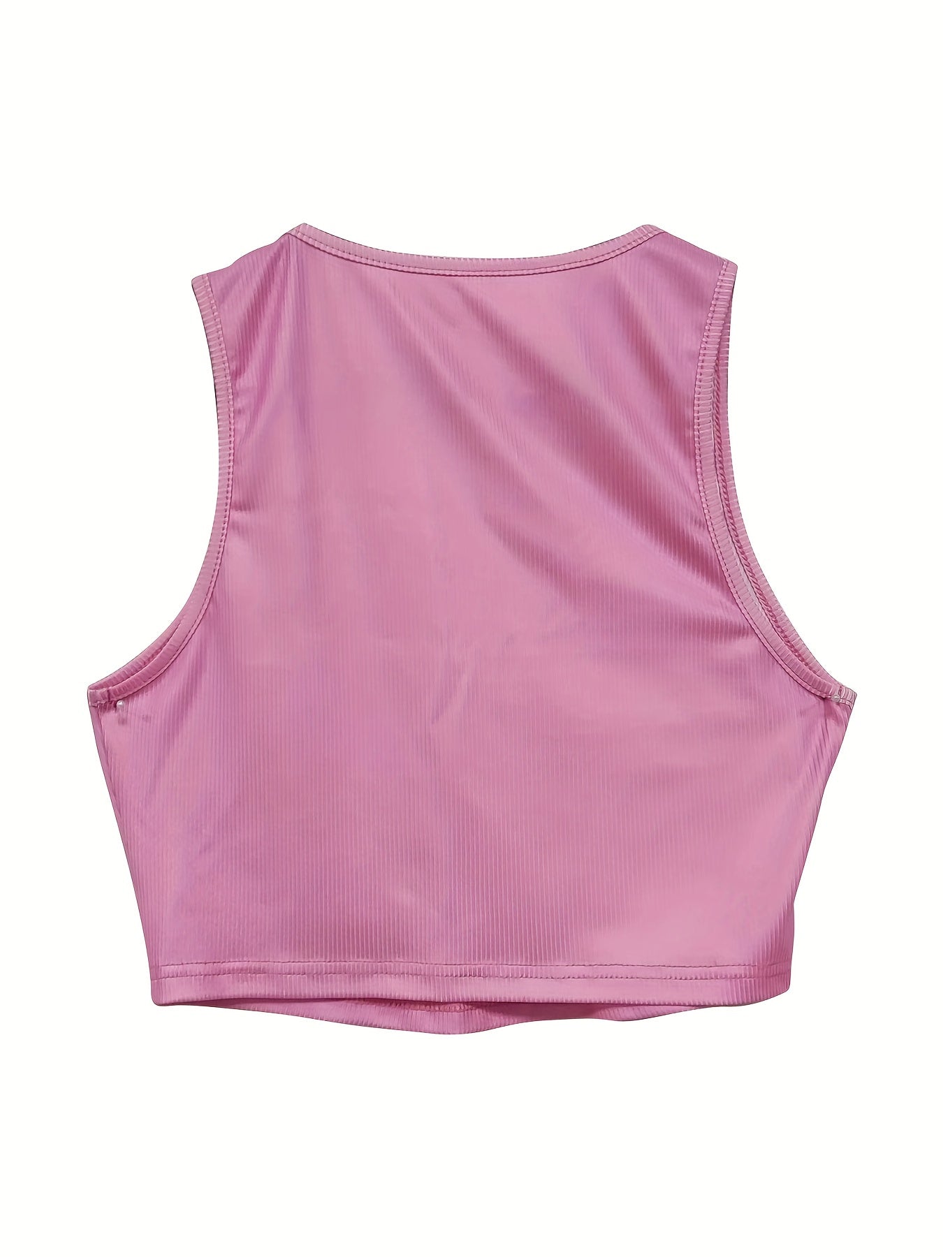 1pc Women'S Sexy Polyester Round Neck Tank Top, Spring/Summer/Autumn Casual Sleeveless Knitted Vest with Graphic Print Design SS69