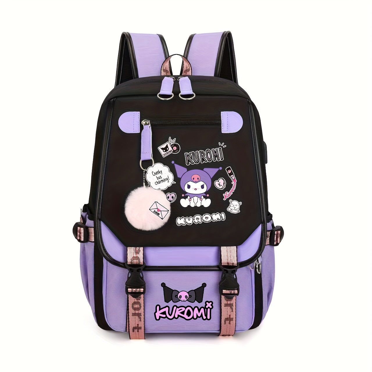[Sanrio Licensed]Cute for kuromi School Bag for kuromi Backpack Suitable For Boys And Girls, Equipped With A USB Port, Comes Ultra-lightweight Outdoor Camping And Hiking Gear, Essential For Travel, Gift For Back To School Bac SS69 27.69 Kuromi (no lunch bag)