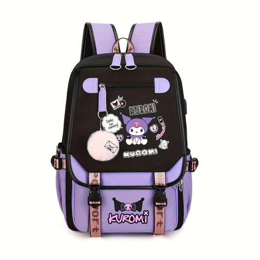 [Sanrio Licensed]Cute for kuromi School Bag for kuromi Backpack Suitable For Boys And Girls, Equipped With A USB Port, Comes Ultra-lightweight Outdoor Camping And Hiking Gear, Essential For Travel, Gift For Back To School Bac SS69 27.69 Kuromi (no lunch bag)