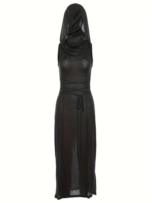 European and American hot wasteland style hooded sleeveless dress SS69