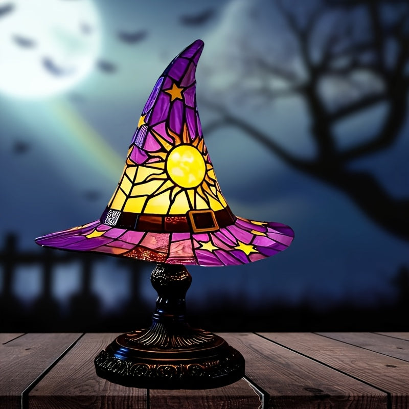 1pc of Gothic Witch Hat Lamp-Purple, Yellow or Pink, USB Powered Desktop Lighting with Switch, No Battery Required-Suitable for Halloween Decoration, Magic Party, Bedroom, Haunted House-Witch Hat Night Light SS69