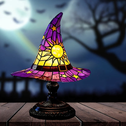 1pc of Gothic Witch Hat Lamp-Purple, Yellow or Pink, USB Powered Desktop Lighting with Switch, No Battery Required-Suitable for Halloween Decoration, Magic Party, Bedroom, Haunted House-Witch Hat Night Light SS69