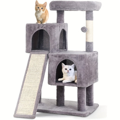 54/70" Multi-Level Cat Tree Tower with Scratching Posts & Cozy Condos, Space-Saving Indoor Cat Playhouse, Durable Plywood Construction, Fun Jumping Platforms, Multiple Colors Available for Cats SS69 51.69 Ashy / 36''H