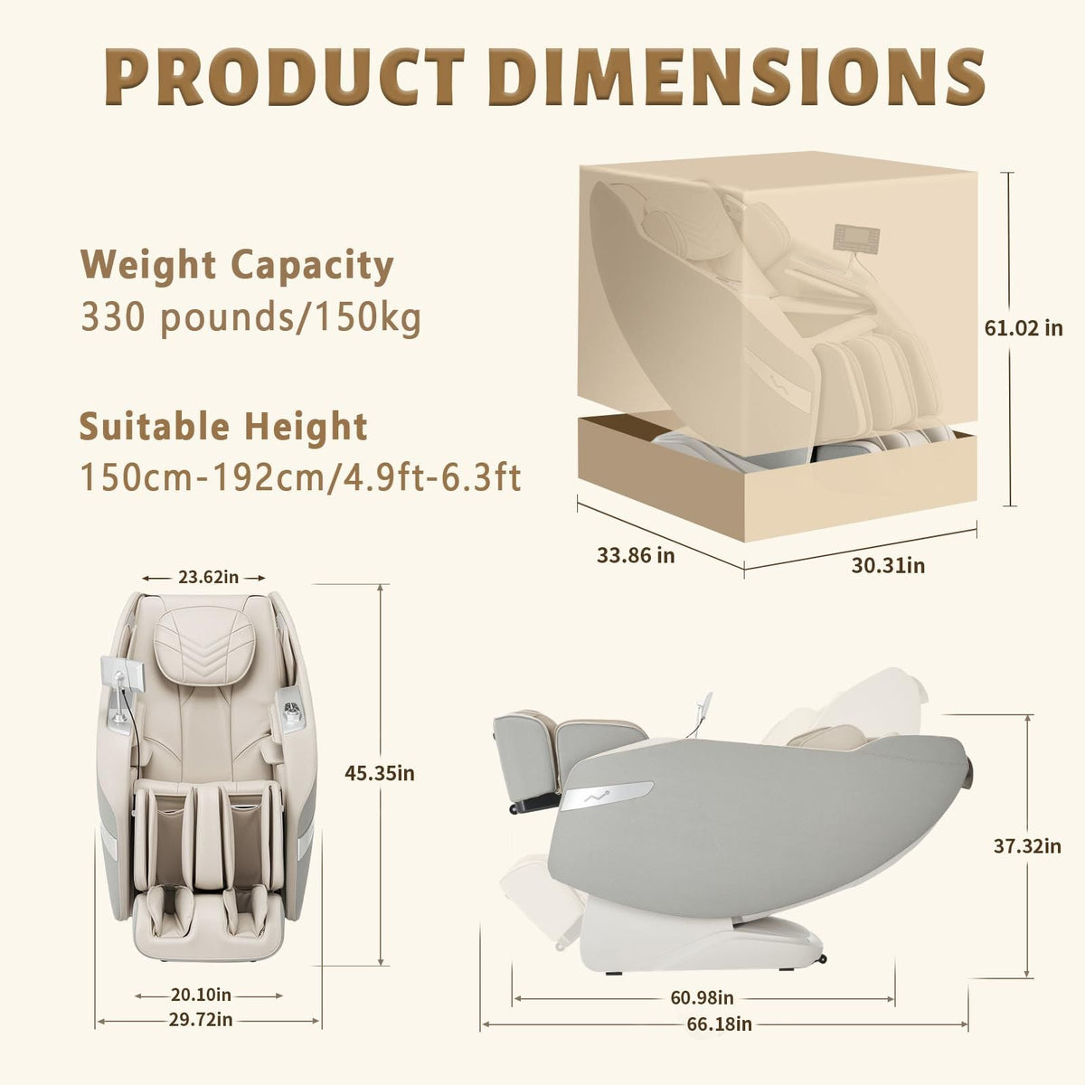3D Massage Chair Full Body Zero Gravity Recliner - with Heated Heat, 12 Auto Massage Modes, Shiatsu Foot Massage, with 55