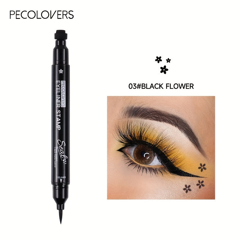 Black Liquid Eyeliner Pen | 1pc | 2-in-1 Double-Headed Moon Stamp Design | Quick Dry, Non-Smudge, Waterproof, Long-Lasting | Eye Makeup Cosmetic, Eye Makeup Essentials | Precision Eyeliner Application | Innovative Beauty Prod SS69 6.69 03