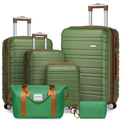 6pcs Women's Expandable Hardside Luggage Set with TSA Lock - Lightweight ABS Suitcase Collection, Spinner Wheel System & Telescopic Handle, Multi-Color Options (Sky / /////) for Carry-On & Checked