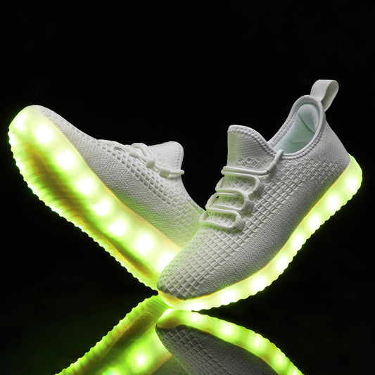 ALCUBIEREE Women'S Neon Glow-in-the-Dark Sneakers with USB Rechargeable Battery & LED Lights - Low-Top Breathable Sneakers with Lace-Up Closure, Festival Footwear, Trendy Footwear, Comfortable Fit, Lightweight Footwear, Fashi