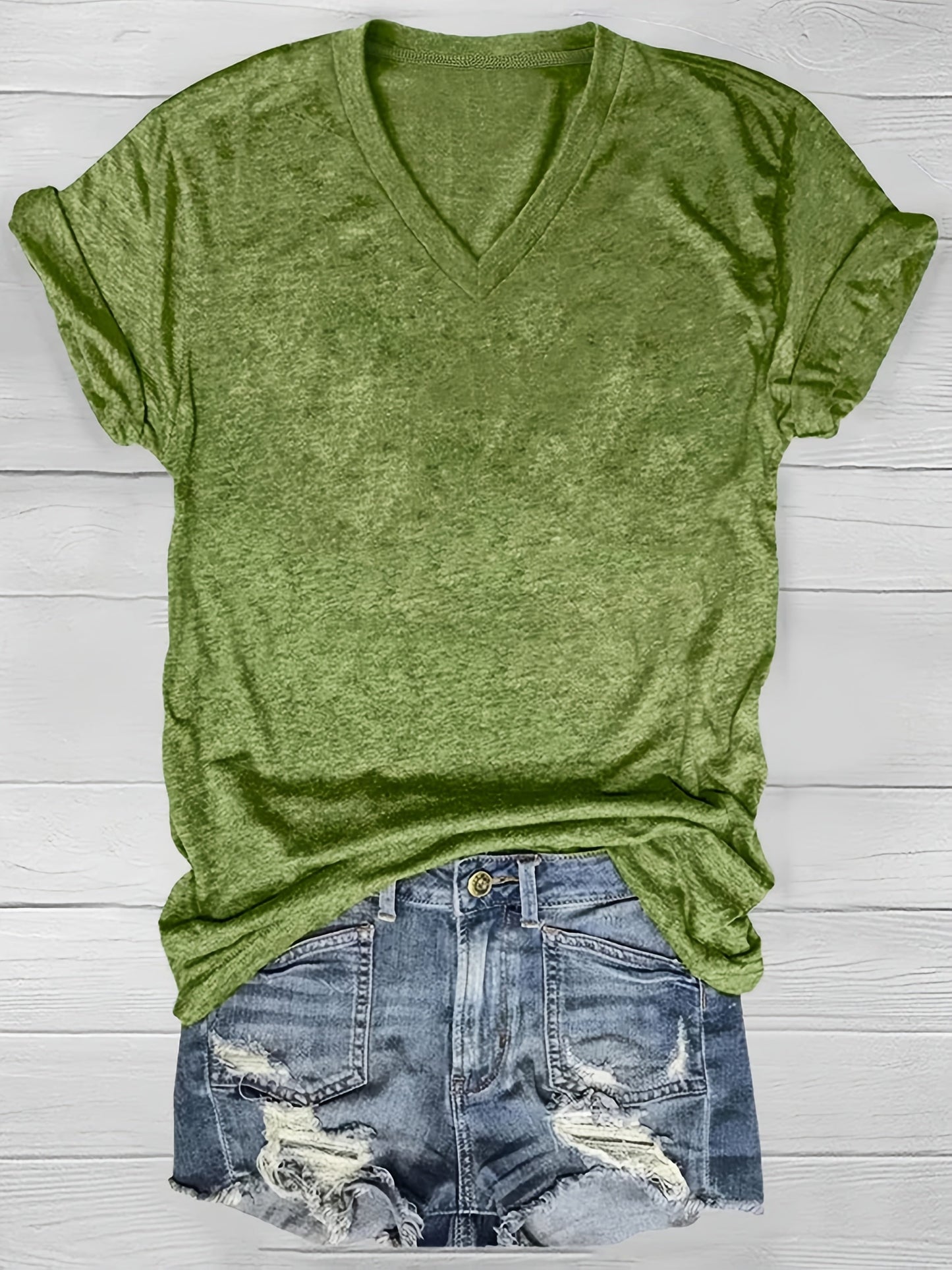 5 Solid Color V-Neck T-Shirts, Casual Short-Sleeved T-Shirts Spring And Summer, Women'S Clothing SS69