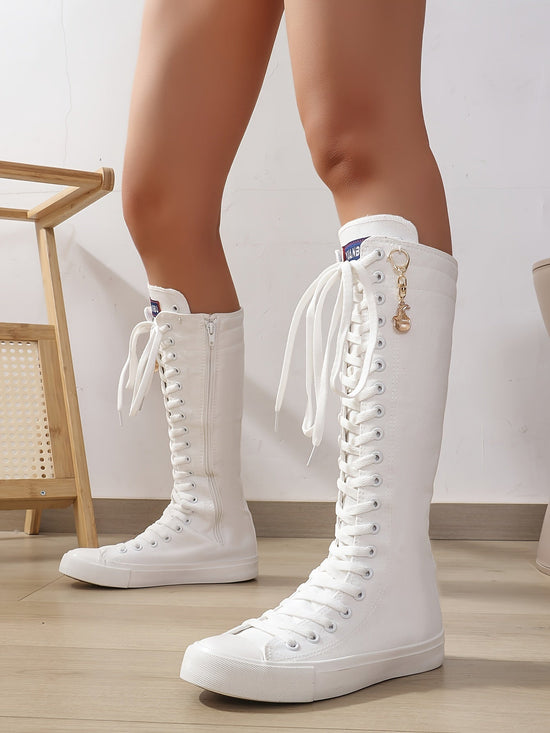 YUANBU Women'S Stylish Black Knee-High Boots with Colorful 