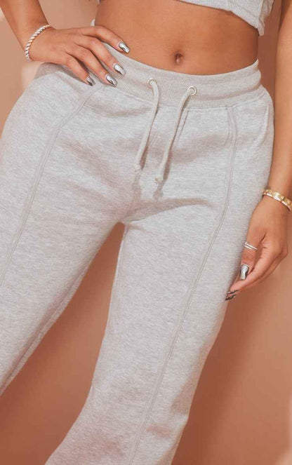 Shape Grey Marl Binded High Waist Wide Leg Joggers