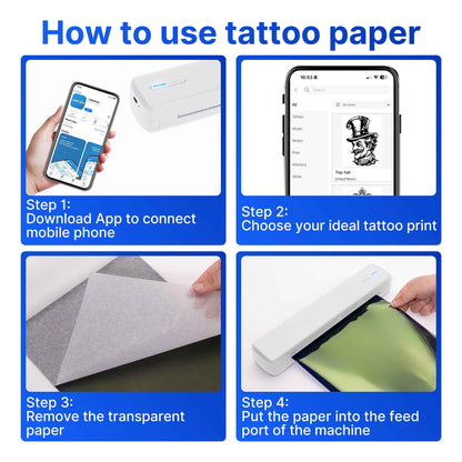 Portable Printer Wireless For Travel, Thermal Printer Inkless, Small Compact Printer Support Folding Paper/rolling/tattoo paper, Work With Laptop Phone And Pad