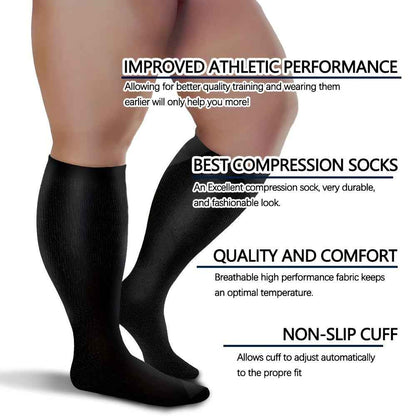 8 Pairs Plus Size Compression Socks for Women Men Compression Socks Wide Calf Sock Knee High Length Support de compresión para mujer for Work Leg Long Compression Stockings Travel Beat Rated