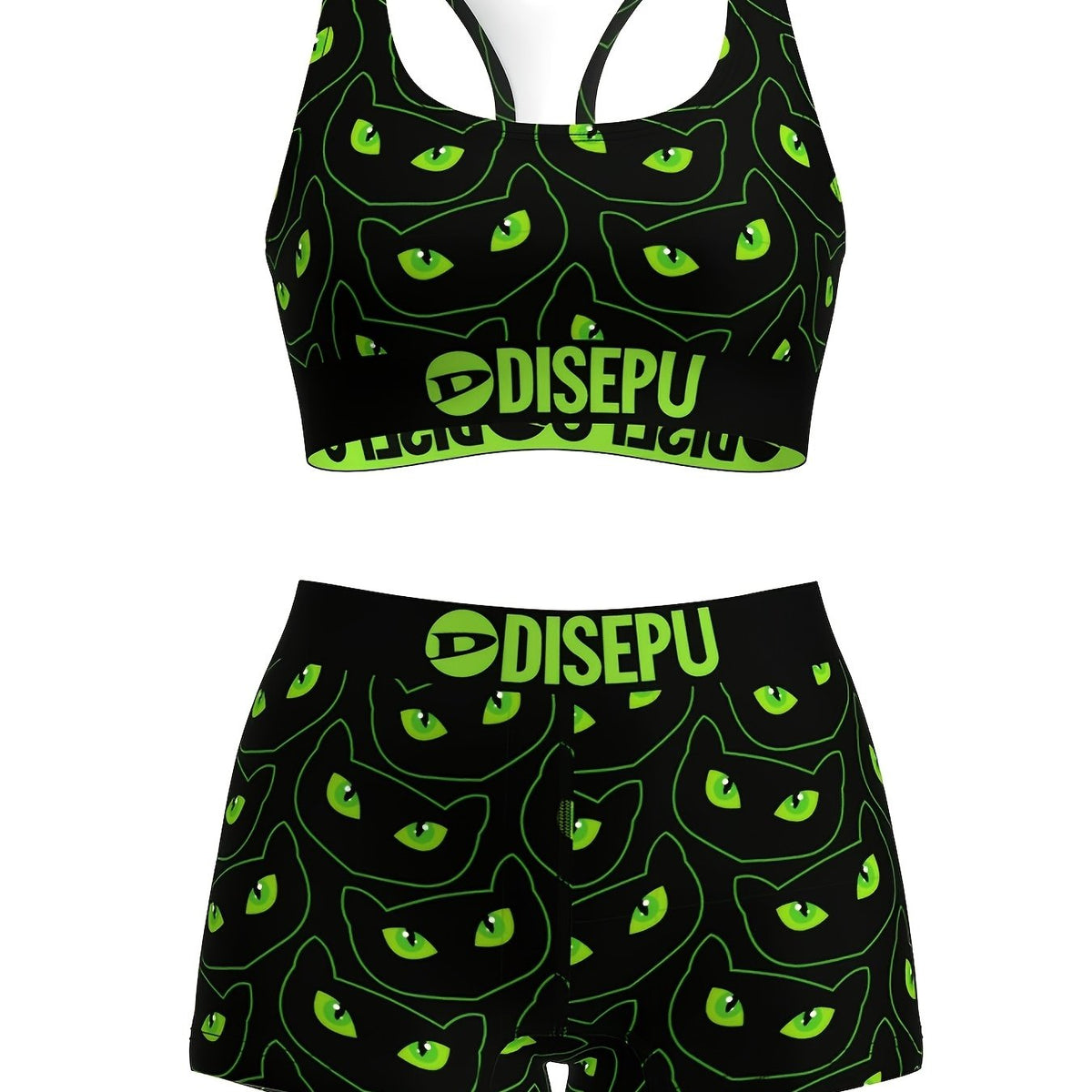 [Comfort Fit Yoga Running Shorts Set] Women's Trendy Cartoon Cat Print High-Stretch Breathable Sports Bra & Shorts Set - Comfort Fit, Shockproof for Yoga, Running & Swimming, Fitness Essentials SS69 17.69 Mixed Color / XXL