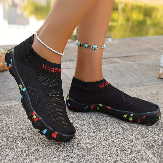 Women'S Breathable Mesh Slip-On Beach Shoes - Lightweight Indoor/Outdoor Walking Shoes with Rubber Sole for Hiking, Running & Gym - Summer Casual Sneakers, Hiking Shoes, Running Footwear, Slipon Design, Flexible Footwear SS69 17.69 US 11.5 / Black