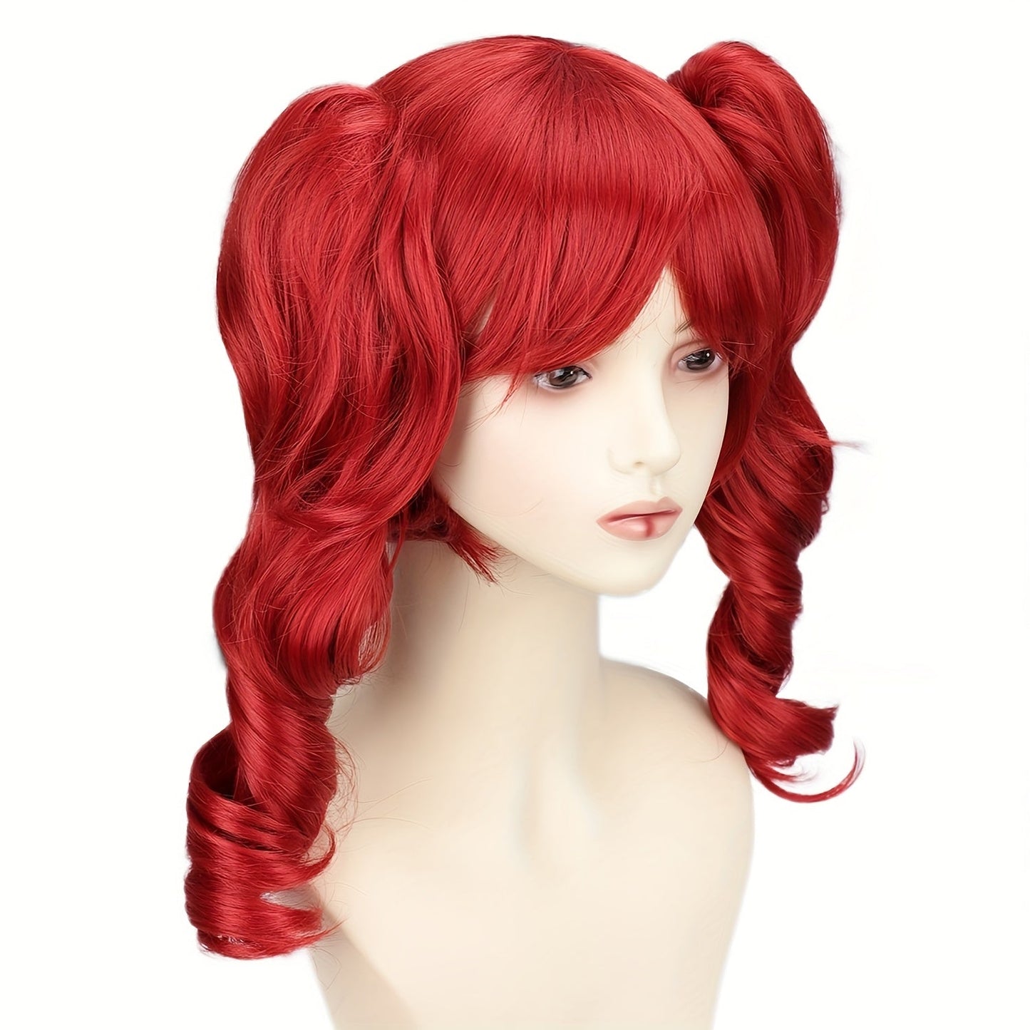 Women's Heat-Resistant Synthetic Fiber Curly Red Wig with Blonde Roots & Red Balloon-Style Hair - Scary Clown Costume for Halloween, Circus, Cosplay - Comfortable & Easy-Care Wavy Hair Design, Vibrant -Lasting Color, Versatil SS69