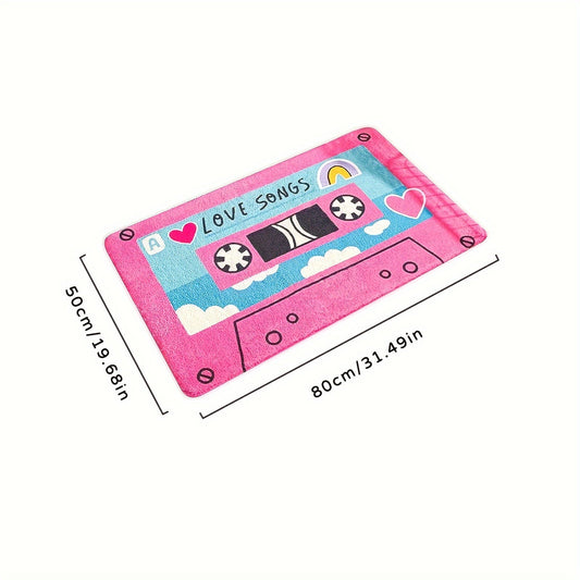 1pc Retro Cassette Tape Non-Slip Bath Mat - Water-Resistant Knitted Rug, Music Theme Decor For Bathroom, Bedroom, Living Room fluffy plush winter decor decoration fluffy plush winter decor decoration SS69 13.69 80*50cm/31*20inch
