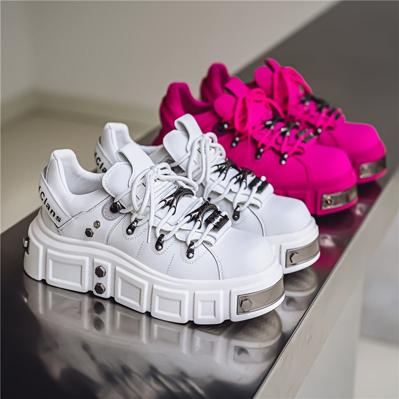 zhenyuezu Men's Stylish Casual Running Sneakers - Bright Pink, Durable & Non-Slip, Lace-Up with EVA Insole & PVC Sole, Perfect for Casual Attire, Street Style & Sports, Sports Footwear | Fashionforward Sneakers | Comfortable SS69